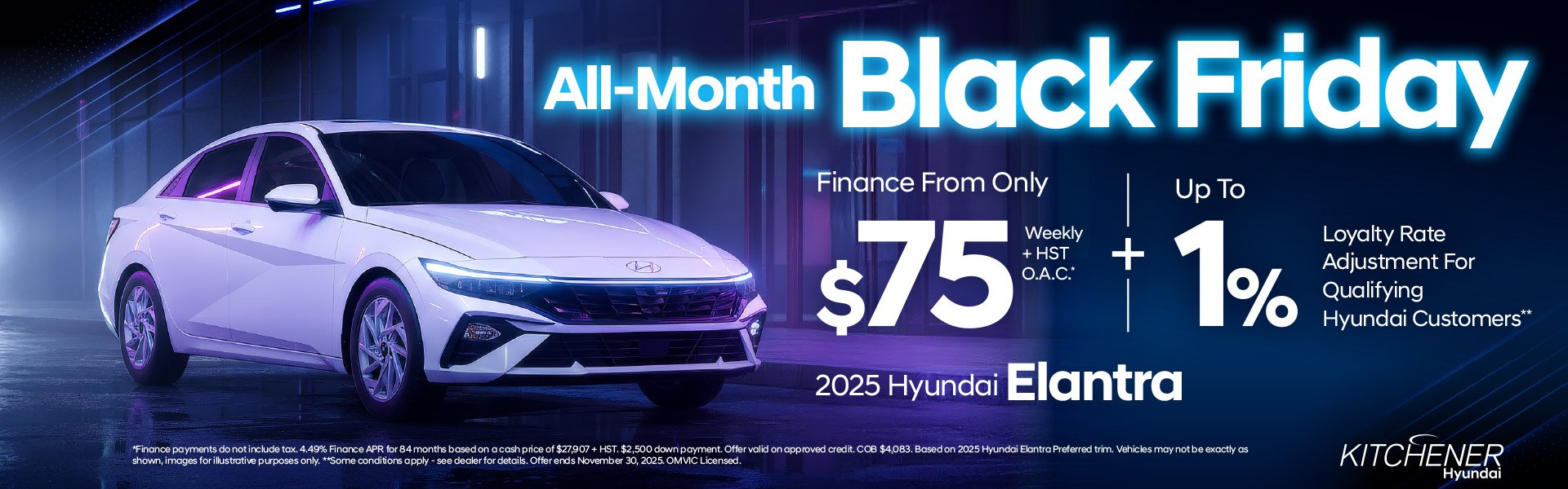 2025 Hyundai Elantra Finance From Only $75 Weekly + HST O.A.C.*Plus, Up To 1% Loyalty Rate Reduction For Qualifying Hyundai Customers**